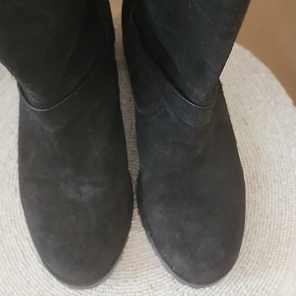 Ralph Lauren Polo women black suede leather biker boots Size8.5 UE39.5.Like New - Picture 10 of 12